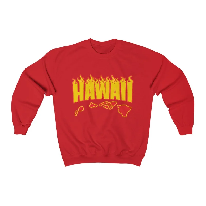Hawaii Fire Unisex Heavy Blend™ Crewneck Sweatshirt Hoodie with Hem Drawcord Adjustable Customizable Hawaii Fire Unisex Heavy Blend™ Crewneck Sweatshirt Hoodie with Hem Drawcord Adjustable Customizable