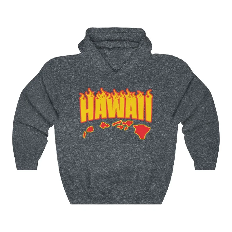 Hawaii Fire Unisex Heavy Blend™ Hooded Sweatshirt Hoodie with Hem Frayed Vintage Worn Hawaii Fire Unisex Heavy Blend™ Hooded Sweatshirt Hoodie with Hem Frayed Vintage Worn