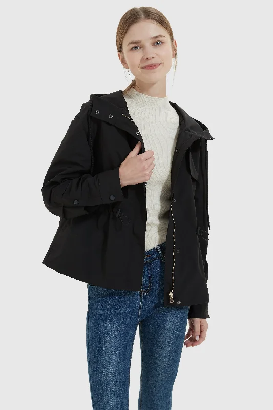 Hooded Anorak Windbreaker Hoodie with Snap Buttons Easy Quick
