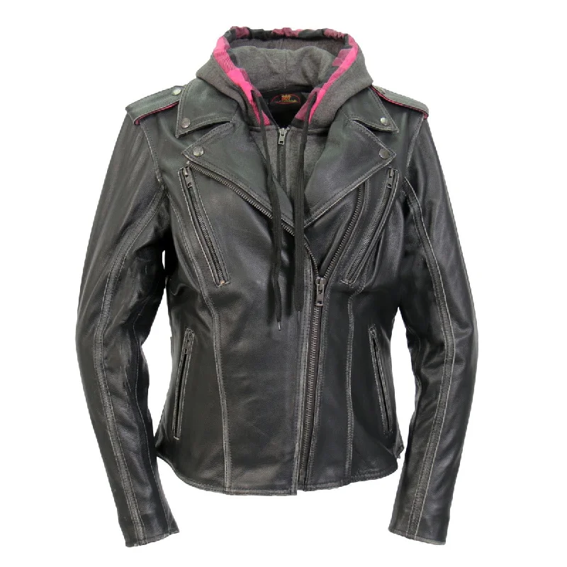 Hot Leathers Women's Jacket With Removable Fleece Lining Separate Ribbed Jacket Pleated Jacket Ruffled Jacket Hot Leathers Women's Jacket With Removable Fleece Lining Separate Ribbed Jacket Pleated Jacket Ruffled Jacket