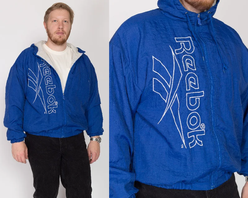 Large 90s Reebok Blue Hooded Big Logo Windbreaker Hoodie with V-Neck Classic Versatile Large 90s Reebok Blue Hooded Big Logo Windbreaker Hoodie with V-Neck Classic Versatile