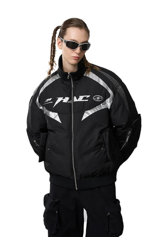 Multi Pocket Silver Logo Motor Down Jacket Insulated Jacket Fitted Jacket Loose Jacket Multi Pocket Silver Logo Motor Down Jacket Insulated Jacket Fitted Jacket Loose Jacket