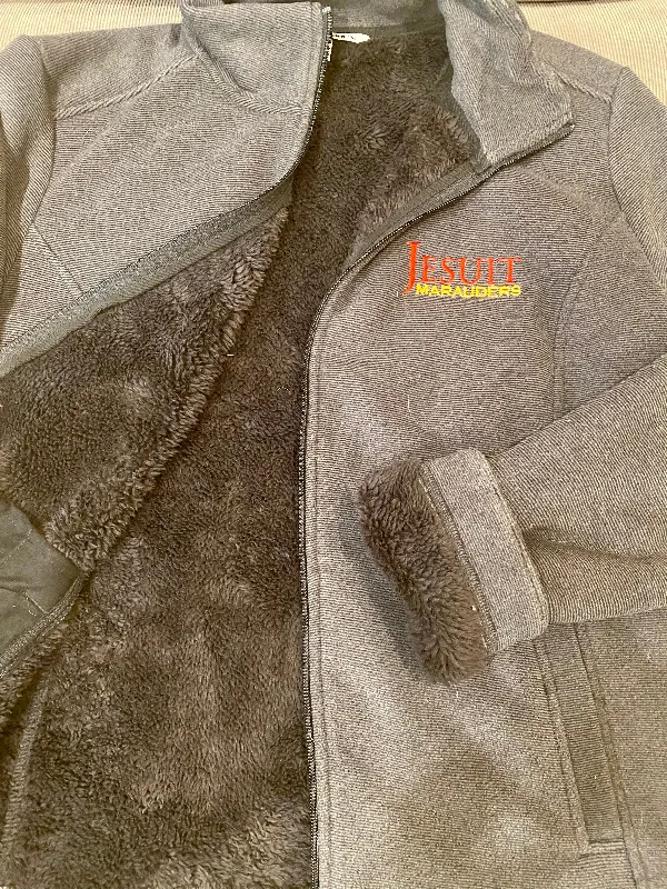 Ladies Ultra Warm Fleece Lined Jacket - Graphite with Jesuit Marauders Tailored Jacket Straight Jacket A-Line Jacket Ladies Ultra Warm Fleece Lined Jacket - Graphite with Jesuit Marauders Tailored Jacket Straight Jacket A-Line Jacket