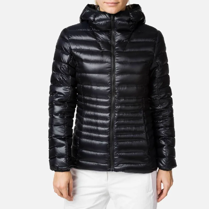 Rossignol Women's Light Down Hooded Jacket 2020 Boat Neck Shawl Collar Notched Collar Rossignol Women's Light Down Hooded Jacket 2020 Boat Neck Shawl Collar Notched Collar