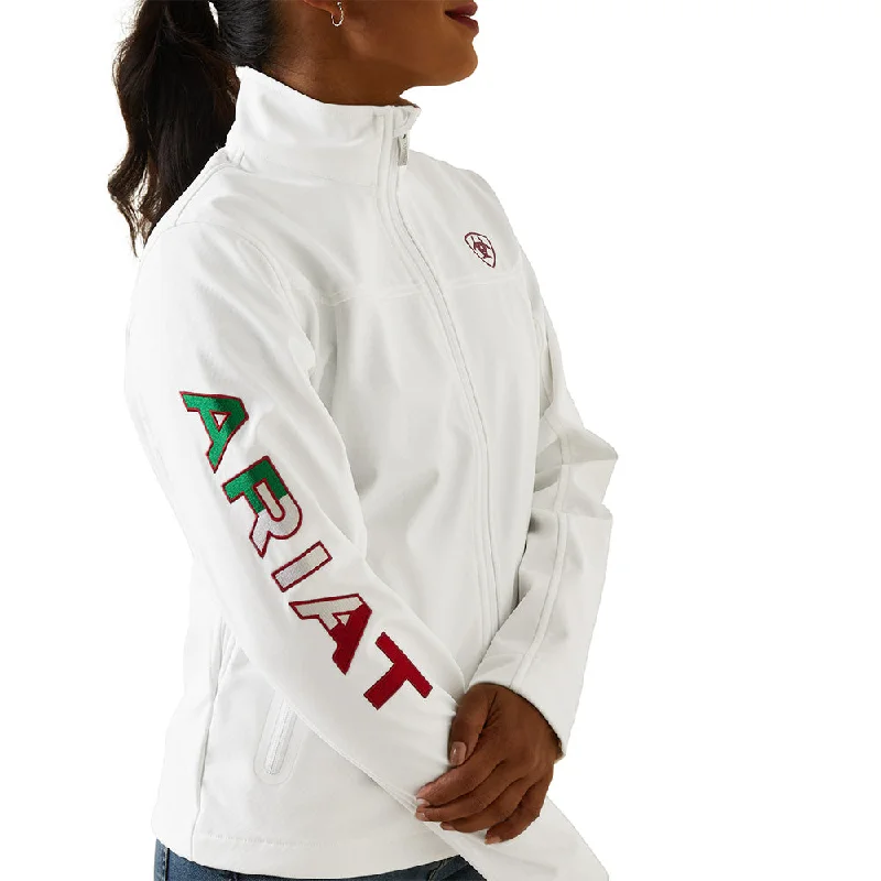 Ariat Mexico Jacket Women's Softshell White Front Pockets Side Pockets Patch Pockets Ariat Mexico Jacket Women's Softshell White Front Pockets Side Pockets Patch Pockets