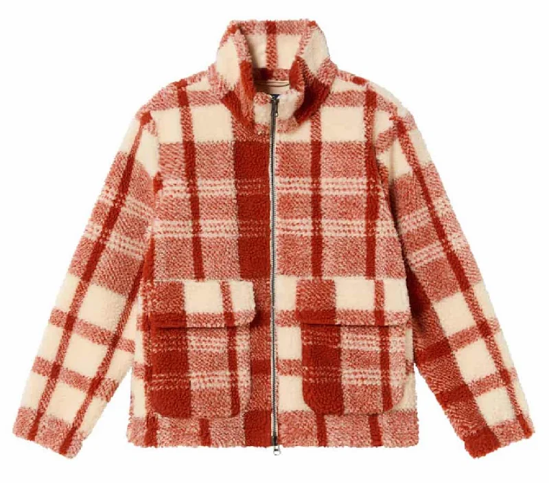 THINKING MU Sophie jacket red picnic checks women Boat Neck Shawl Collar Notched Collar THINKING MU Sophie jacket red picnic checks women Boat Neck Shawl Collar Notched Collar
