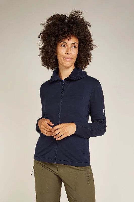 Womens Merino 360 Realfleece™ Elemental Long Sleeve Zip Hoodie Hoodie with Hem Embroidery Detailed Premium