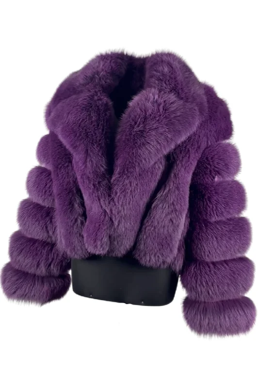 Women's Purple Notch Collar Fox Jacket Style # 6006 Mesh Jacket Canvas Jacket Denim Jacket Women's Purple Notch Collar Fox Jacket Style # 6006 Mesh Jacket Canvas Jacket Denim Jacket