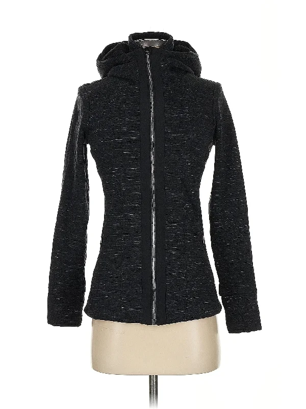 Zip Up Hoodie Hoodie with Mock Neck Collared Structured
