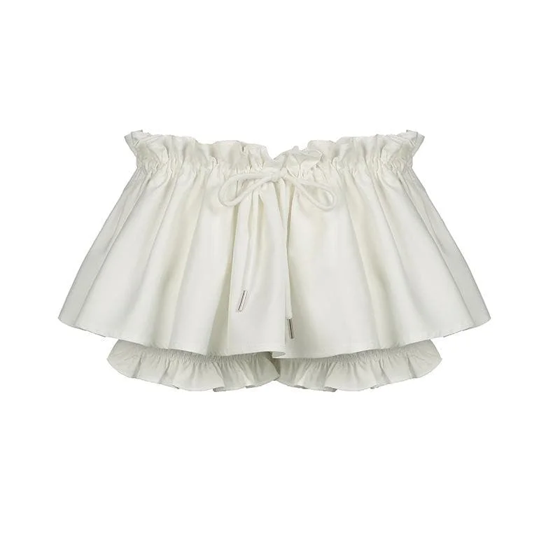 A line drawstring ruched ruffle solid mini skirt zip skirt side