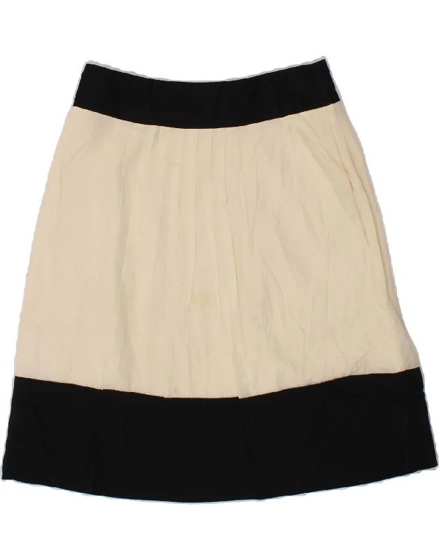 BANANA REPUBLIC Womens A-Line Skirt US 4 Small W28  Off White Colourblock leather skirt modern