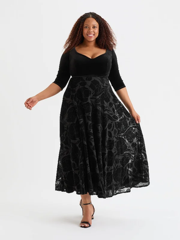 Black Velvet 2-in-1 with Flock Skirt maxi skirt elegant