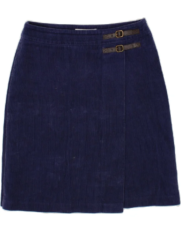 BODEN Womens Corduroy A-Line Skirt UK 12 Medium W30 Navy Blue leather skirt sleek