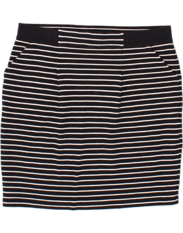 CREW CLOTHING Womens Pencil Skirt UK 14 Large W36  Navy Blue Striped silk skirt sleek