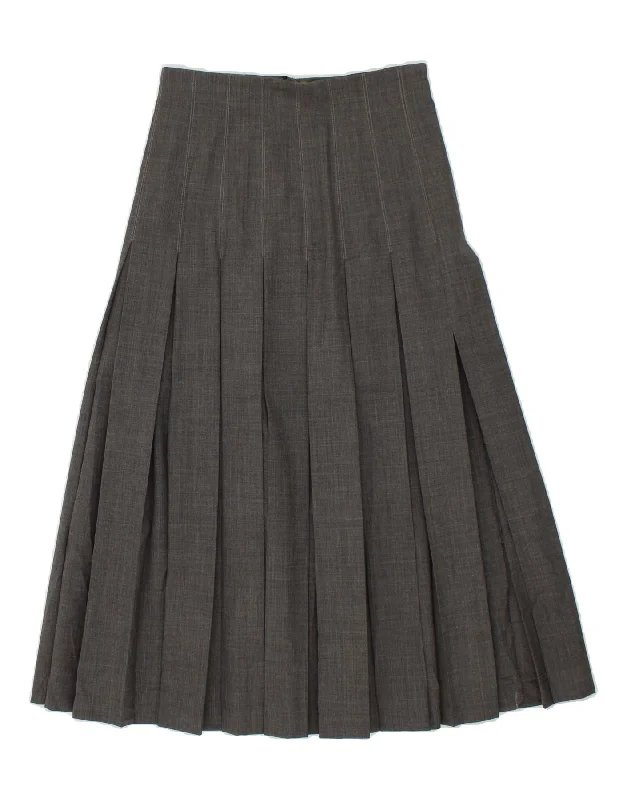 CRISCA Womens Knife Pleated Skirt EU 36 Small W26  Grey Wool a-line skirt cut