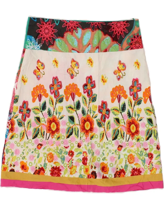 DESIGUAL Womens A-Line Skirt EU 38 Medium W30  Multicoloured Floral cashmere skirt rich