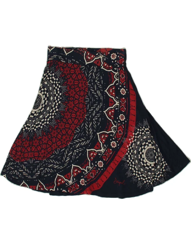 DESIGUAL Womens Abstract Pattern A-Line Skirt Small W26  Navy Blue corduroy skirt durable