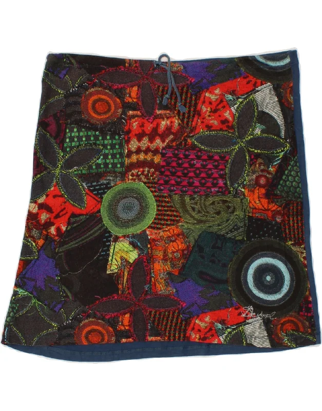 DESIGUAL Womens Abstract Pattern Mini Skirt XL W36 Multicoloured velvet skirt luxury