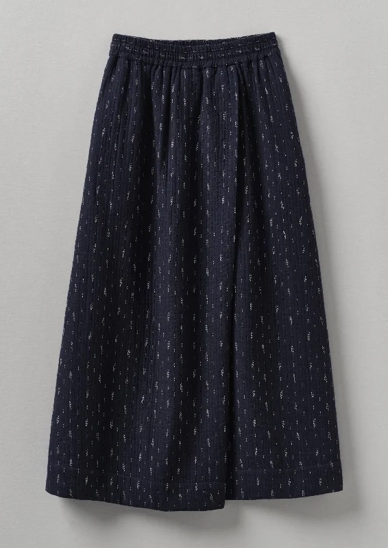 Dobby Stitch Cotton Skirt | Indigo/Blue velvet skirt plush