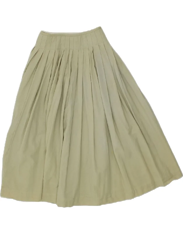 ELLEN TRACY  Womens High Waist Pleated Skirt UK 6 XS W24  Green Wool leather skirt modern