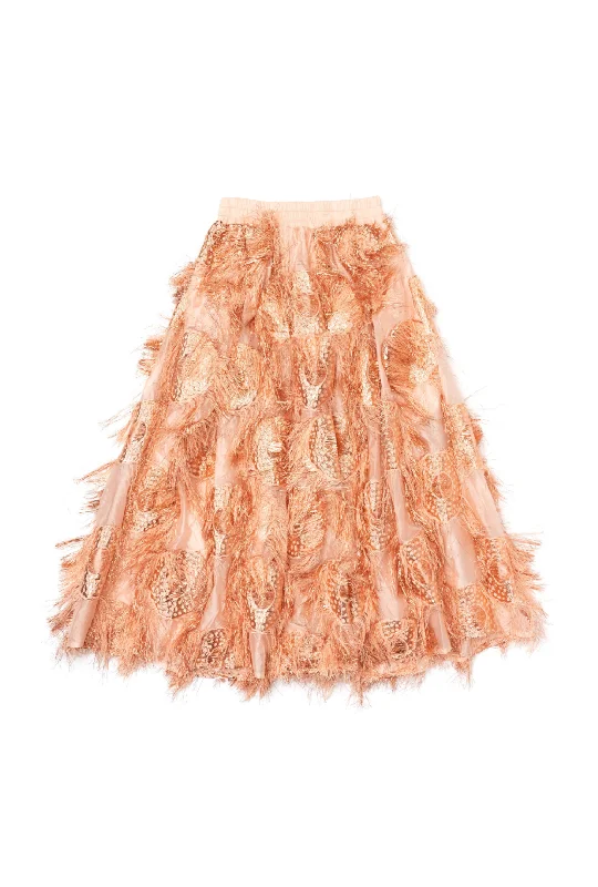 Eyelash Elastic Waist Skirt - Rose Gold chiffon skirt airy