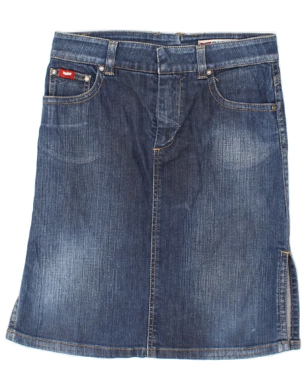 GAS Womens Denim Skirt Small W26 Blue silk skirt lustrous