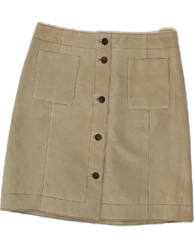 HELLINE Womens Suede A-Line Skirt UK 12 Medium W30  Beige modal blend skirt