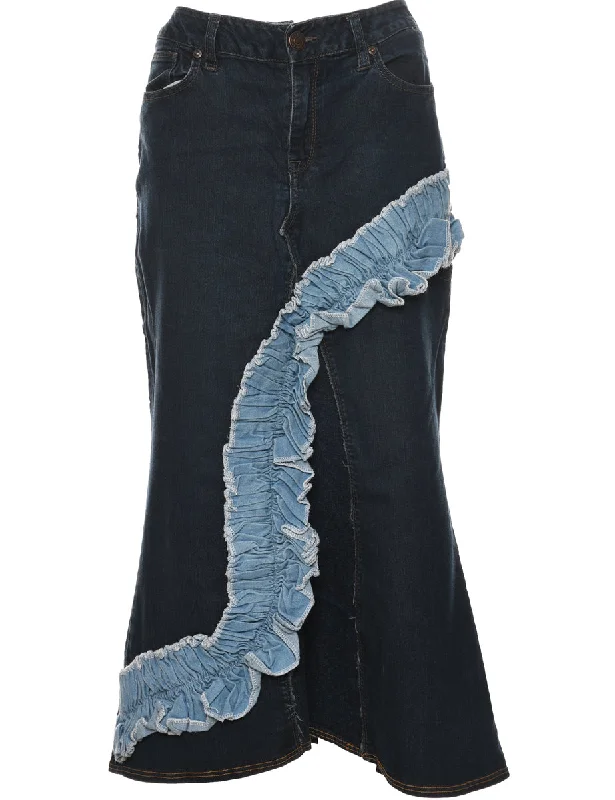 Indigo Denim Y2K Skirt - M velvet skirt plush