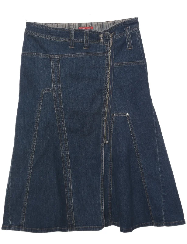 Indigo Denim Skirt - M high slit skirt