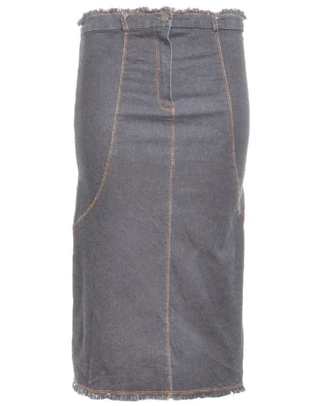 Indigo Denim Skirt - M belted skirt waist