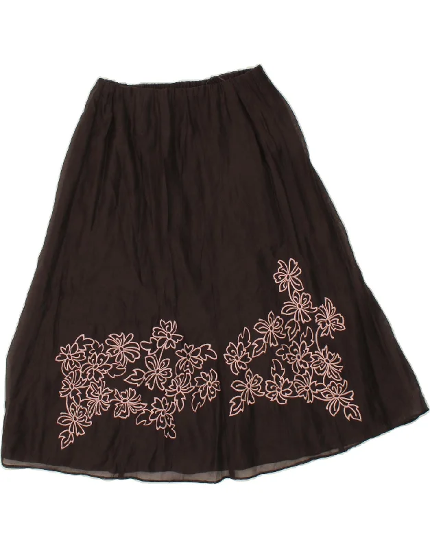 JACQUES VERT Womens A-Line Skirt UK 14 Large W32  Brown Floral Polyester corduroy skirt comfortable