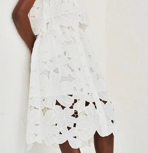 Lace Midi Skirt - White velvet skirt glossy