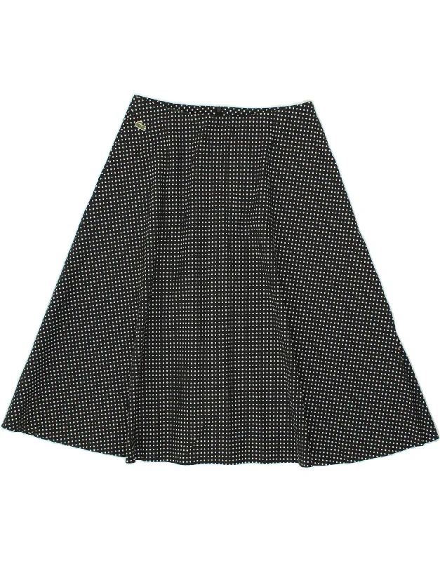 LACOSTE Womens A-Line Skirt Size 36 Small W25  Black Polka Dot Cotton denim skirt trendy