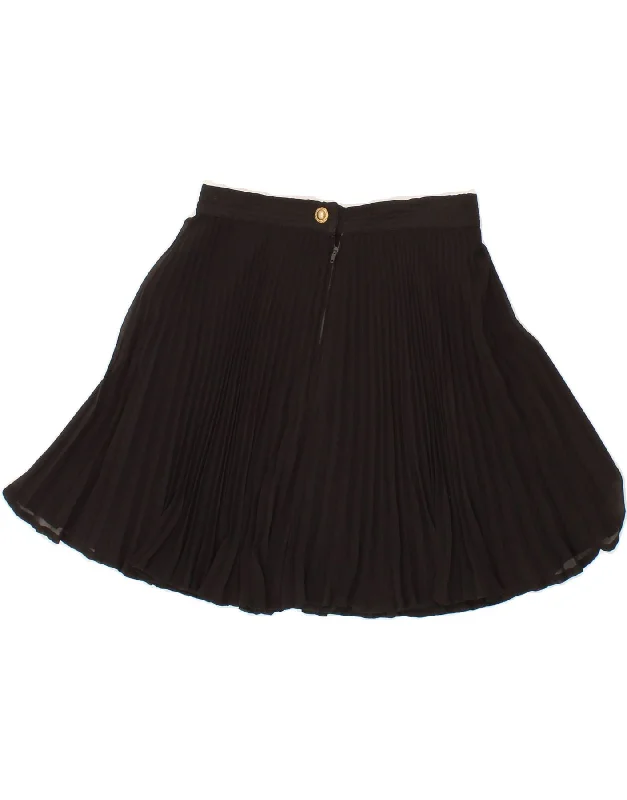 L'ALTRA MODA Womens Pleated Skirt UK 10 Small W26  Black wool skirt breathable