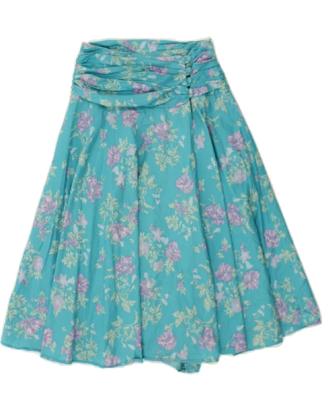 LAURA ASHLEY Womens A-Line Skirt UK 6 XS W24  Blue Floral Cotton velvet skirt plush