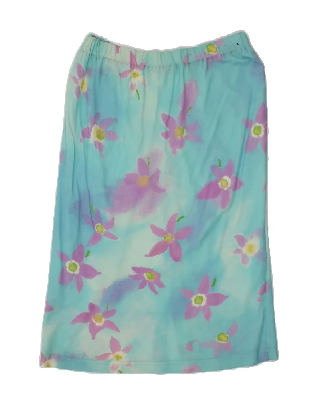 LUISA SPAGNOLI Womens Straight Skirt UK 14 Large W27  Blue Floral corduroy skirt durable