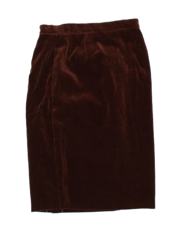 LUISA SPAGNOLI Womens Velvet Straight Skirt IT 44 Medium W28 Brown midi skirt versatile