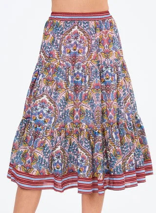 M.A.B.E Midi Skirt - Pia Print chiffon skirt airy