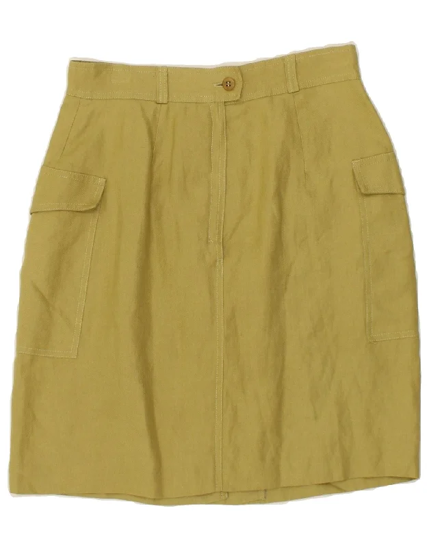 MAX MARA Womens Weekend Pencil Skirt UK 12 Medium W28 Yellow Linen wool skirt warm