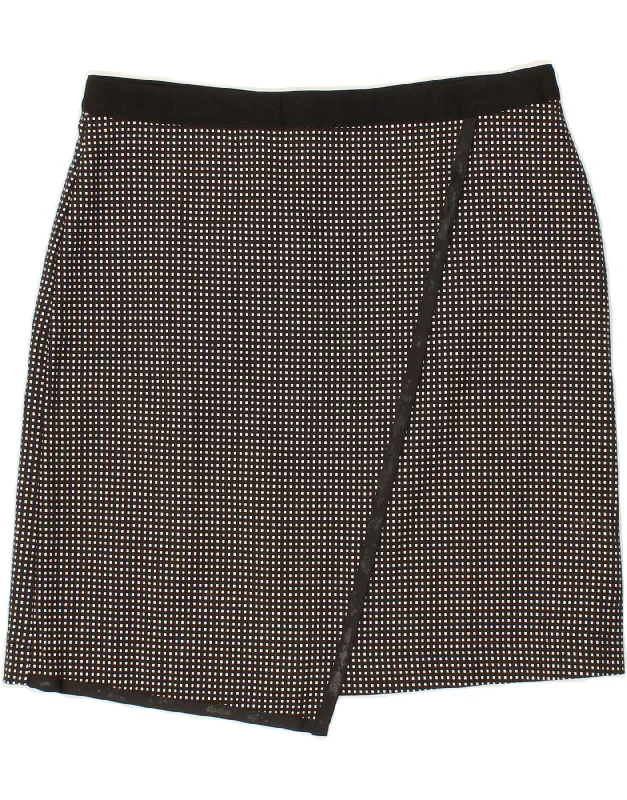 PENNY BLACK Womens Straight Skirt UK 10 Smal W30 Black Geometric Cotton linen skirt airy