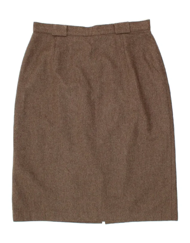 RENE Womens Pencil Skirt UK 18 XL W36 Brown Wool slim fit skirt