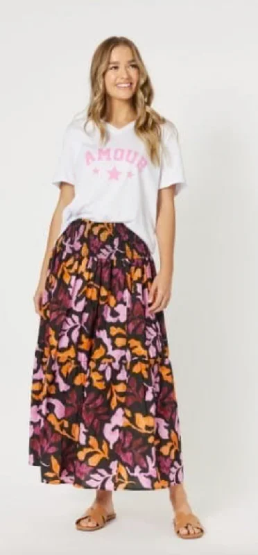 Tara Print Skirt denim skirt stylish