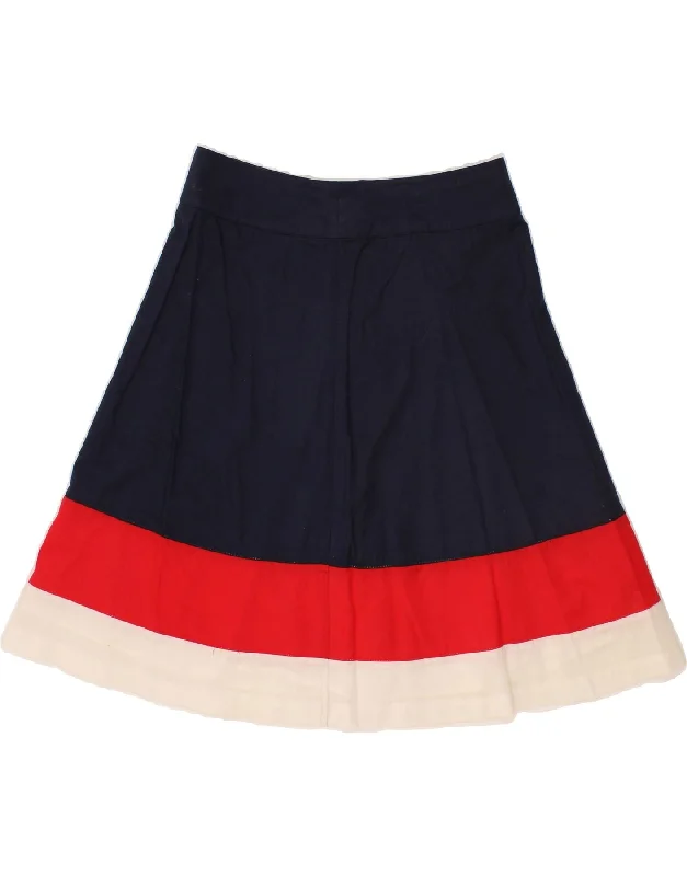 TOMMY HILFIGER Womens A-Line Skirt W32 Large Navy Blue Colourblock Cotton velvet skirt rich