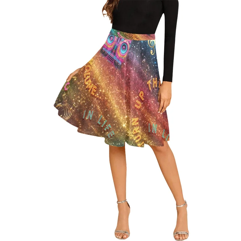 “Turn Up the Volume” Women's Pleated Midi Skirt chiffon skirt airy