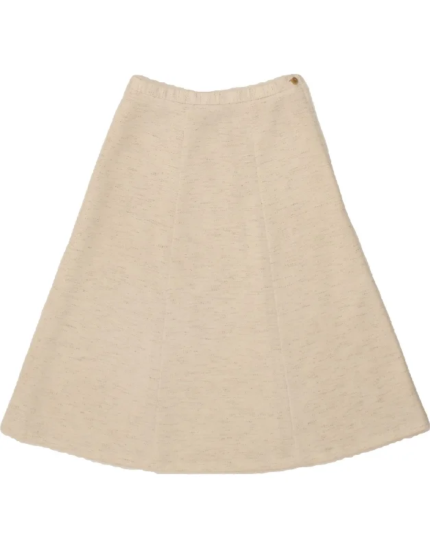 VINTAGE Womens A-Line Skirt UK 12 Medium W26  Off White Flecked Polyester relaxed fit skirt