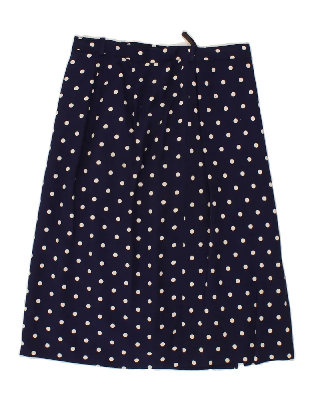 VINTAGE Womens A-Line Skirt W30 Medium Navy Blue Polka Dot cashmere skirt plush