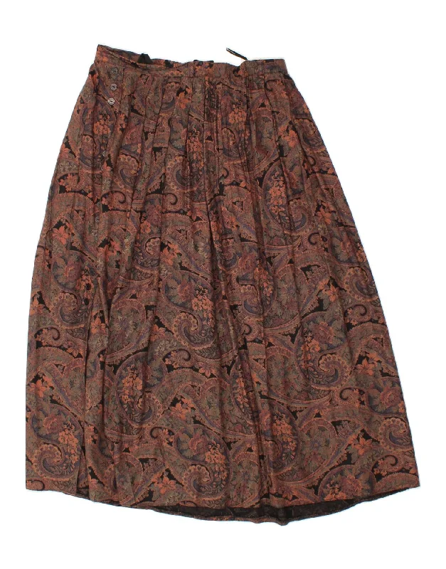 VINTAGE Womens Flared Skirt UK 14 Large W30 Multicoloured Paisley Viscose chiffon skirt flowing