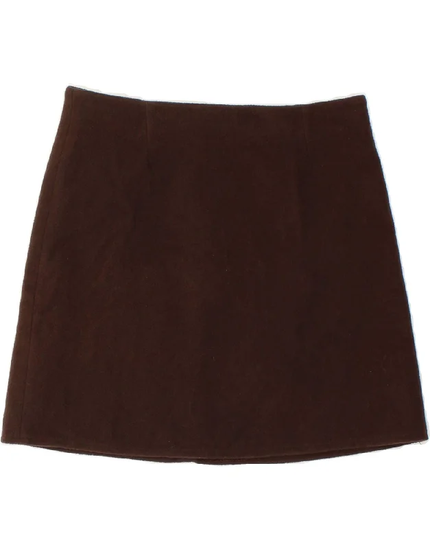 VINTAGE Womens Mini Skirt UK 12 medium W30 Brown Wool chiffon skirt airy