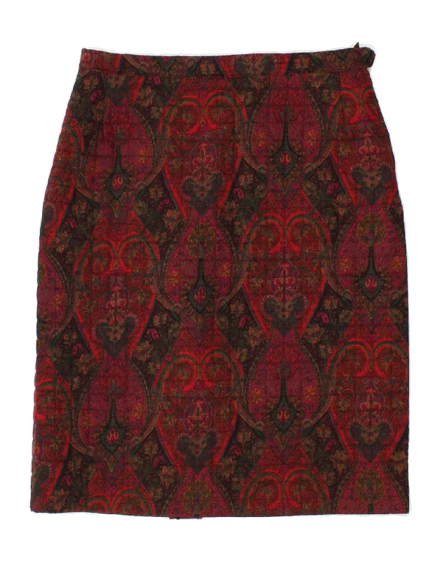 VINTAGE Womens Pencil Skirt W32 Large  Red Paisley denim skirt classic